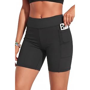 Daci Women High Waisted Swim Shorts - 3"/5"/7" Boyshort with Pockets | Tummy Control Swimsuit Bottom, Liner Full Coverage, Qu