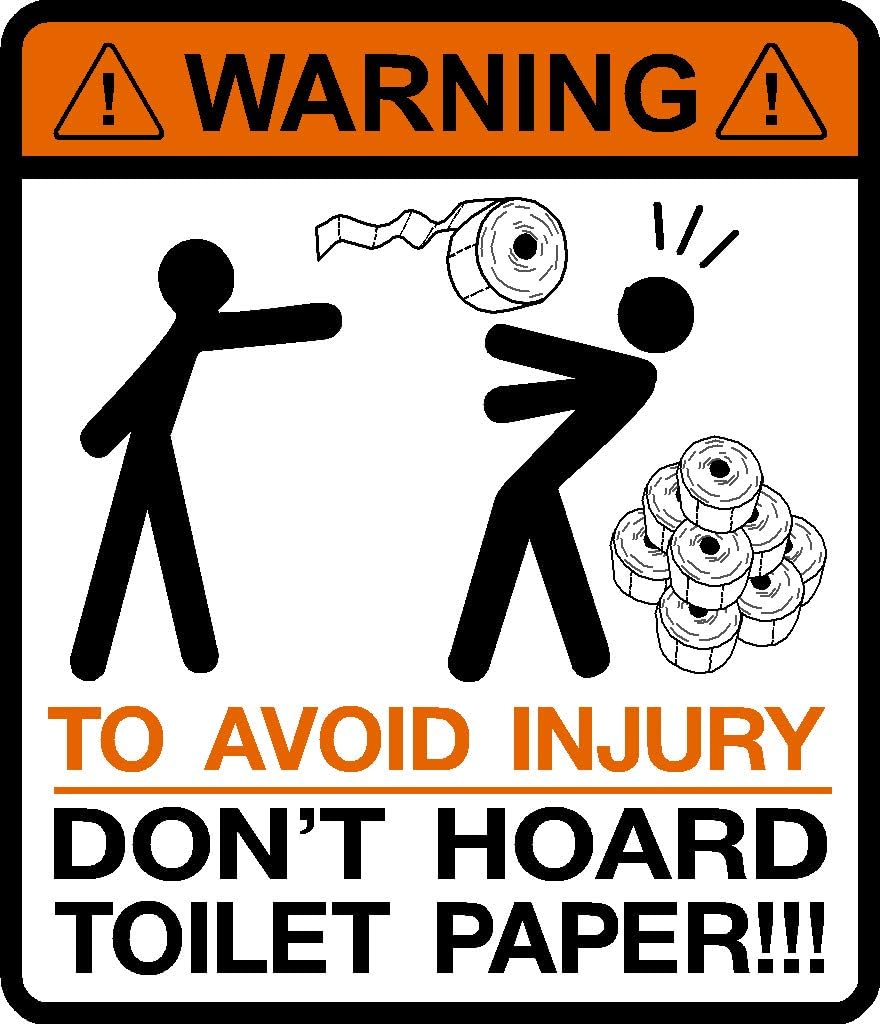 Warning, to avoid injury, don't hoard, toilet paper, covid 19, tp, covid, corona-v, coronavirus, I Make Decals, 4 inch high X 3.5 inch wide, hard hat, tool, lunch, box, Vinyl, Decal, Sticker