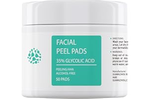 YAFUSIPE Glycolic Acid Toner Pads 35% AHA Facial Resurfacing Exfoliate Salicylic Acid Exfoliating Face Wipes Chemical Peel Exfoliant Peeling Glycolic Peel Pad for Wrinkles Christmas Gifts 50 Pads