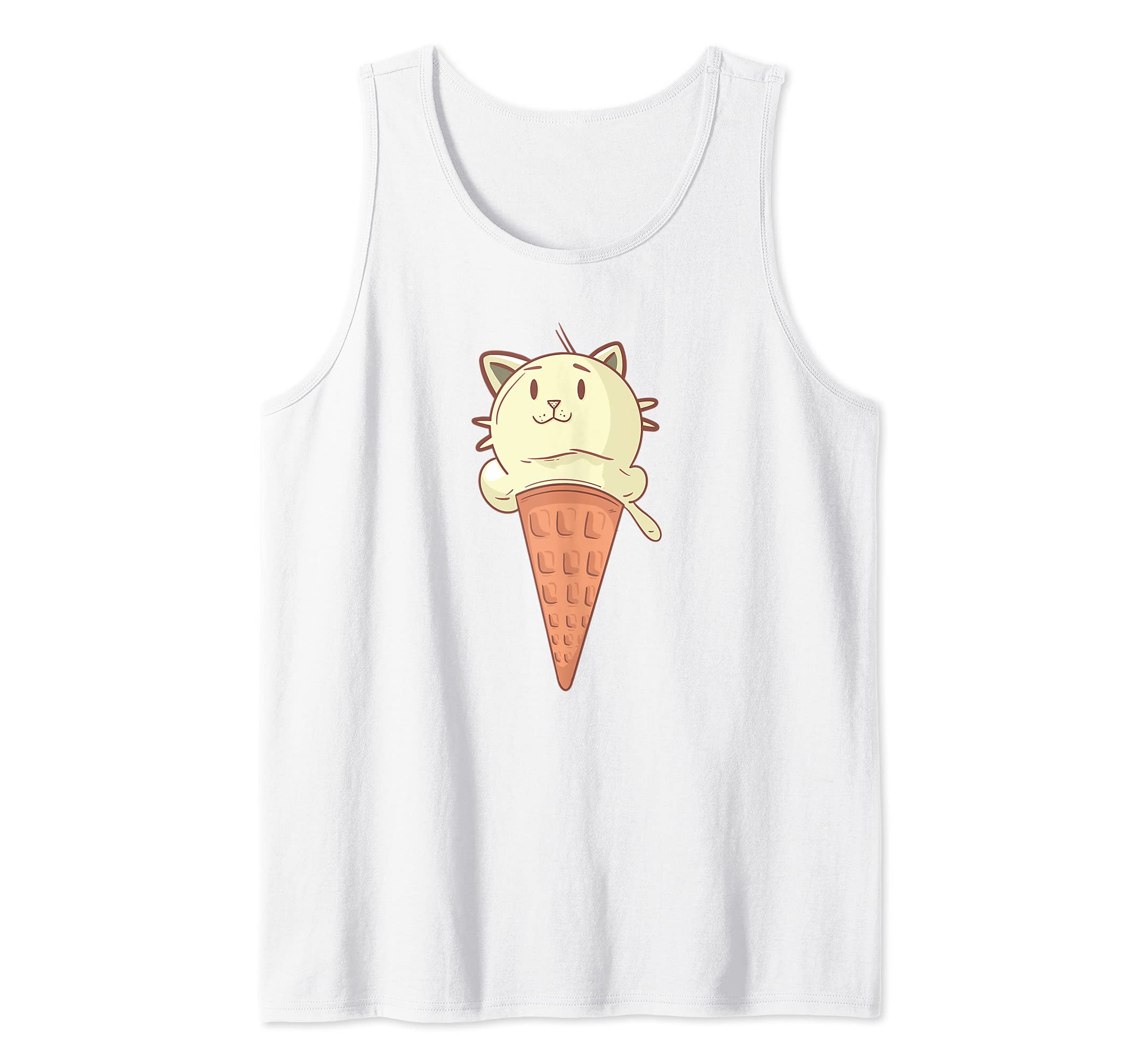 Cute Kawaii Cat Vanilla Ice Cream Kitty Cat Dessert Cone Tank Top
