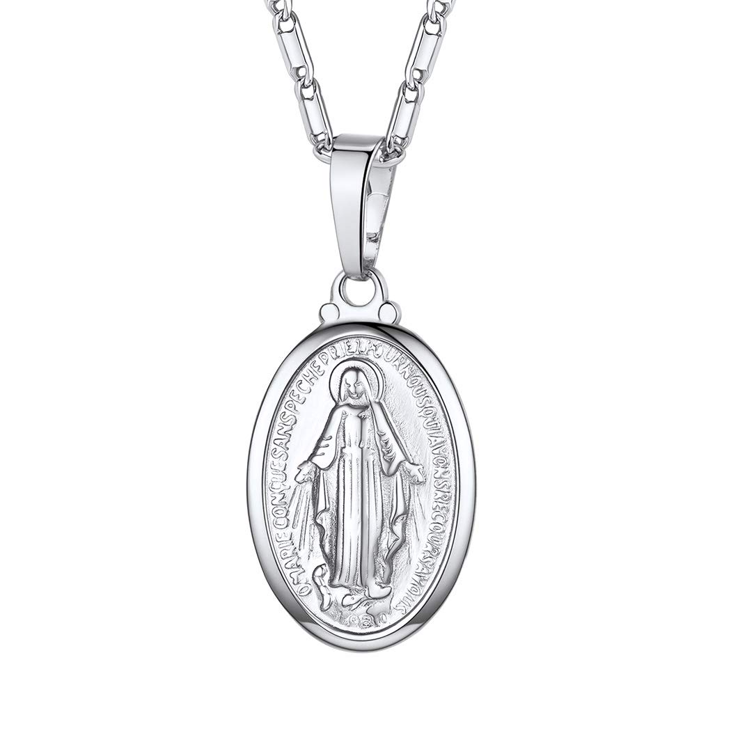 Suplight Virgin Mary Medallion Necklace for Women Guadalupe Pendant Catholic Religious Miraculous Coin Necklaces