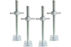ANAQA 18" Scaffold Adjustable Leveling Jack Solid Screw Jacks with Big Wing Nut & Base Plate for Baker-Style Scaffolding, 4 Pack