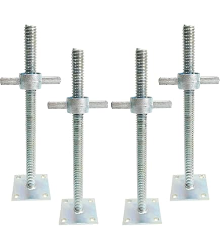 Metaltech M-MBSJP24 Leveling Jack – Solid/Plate, Galvanized Steel, For Scaffolding On Uneven Ground – OSHA Compliant