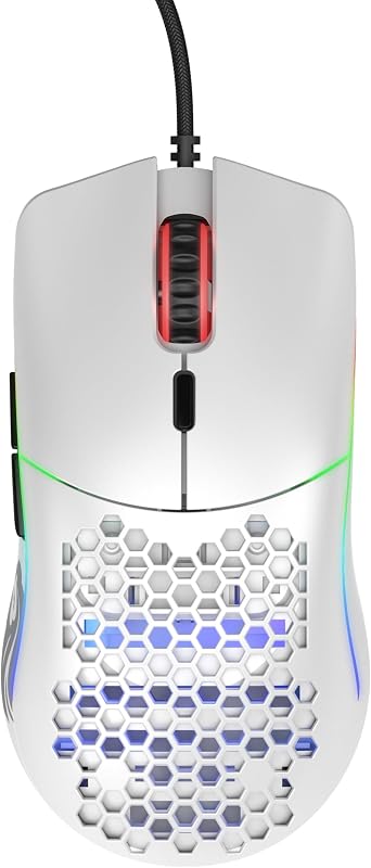 Gaming Model O Wired Gaming Mouse - 67g Superlight Honeycomb Design, RGB, Pixart 3360 Sensor, Omron Switches, Ambidextrous - Matte White
