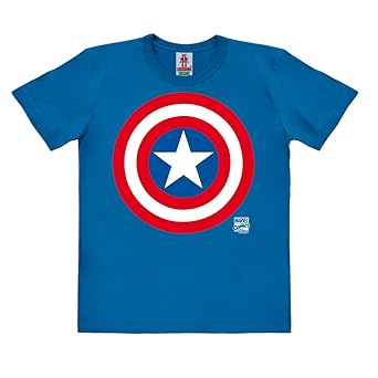 Logoshirt Marvel Comics - Superheld - Captain America Logo Kinder Organic T-Shirt - Blau - Bio Baumwolle - Organic Cotton - Lizenziertes Originaldesign