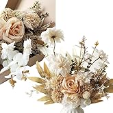 Xinhewong Brown & Beige Artificial Fall Flowers Combo Box Set Mix Rose Flowers for DIY Table Centerpieces Arrangements Home Decorations Wedding Bouquets Decorations