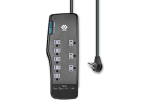 OSKOS Surge Protector Power Strip, 8 Outlets, Four USB 3.4A Ports (3A+1C), 6FT Extension Cord, 2480 Joules, 15A/1800W,Wall Mountable, UL Listed