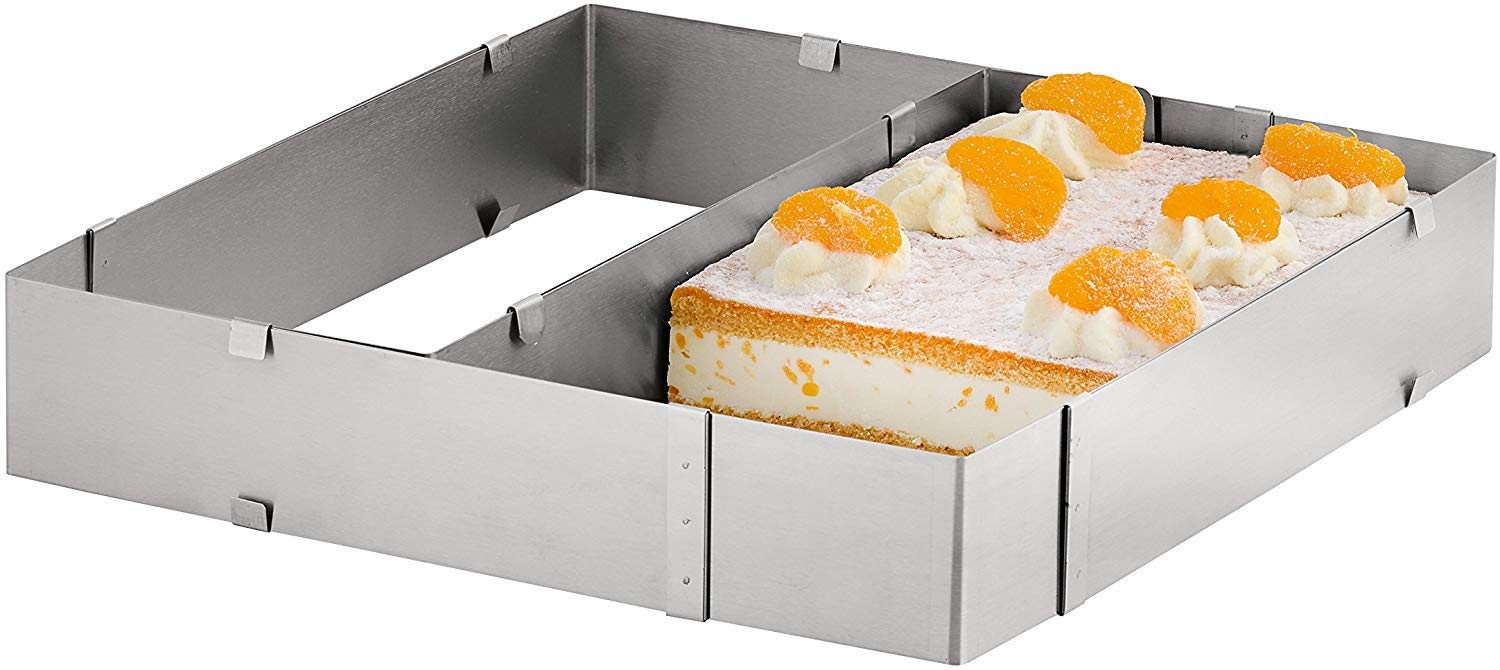 axentia Adjustable Rectangle Frame for Cake, Silver