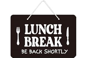 BOLCGURI Lunch Break Sign, Out to Lunch, Be Back shortly Sign, Break Room Kitchen Office Store Coffee Shop Out to Dine Sign, Business Acrylic Sign Black and White, 12x7.8 inches