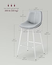 VASAGLE Bar Stools Set of 2, Bar Height Bar Stools
