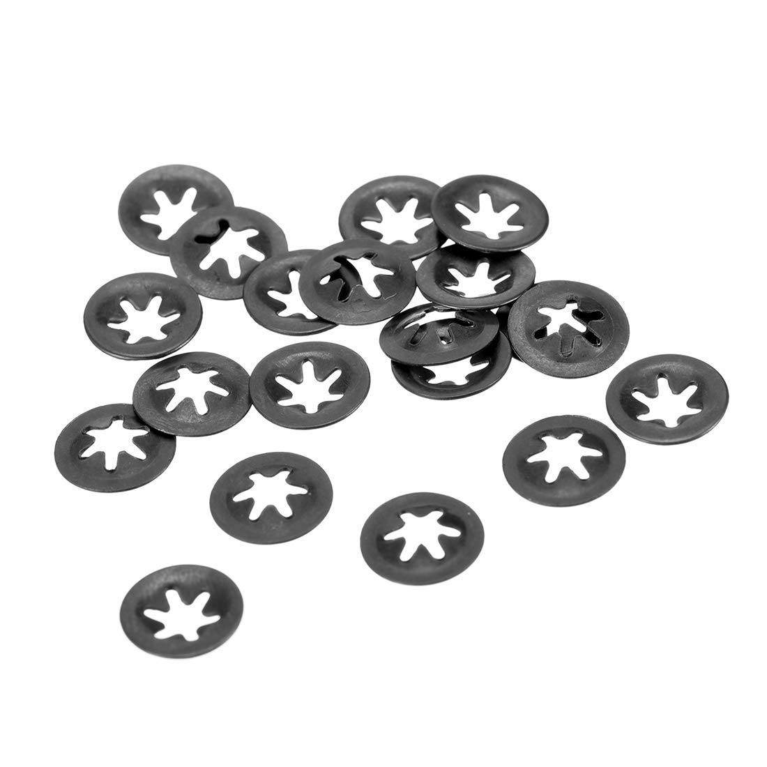 sourcing map M3 ing Washer 2.5mm I.D. 9mm O.D. Internal Tooth Washers Push-On locking Speed Clip 65Mn Black Oxide Finish 20pcs
