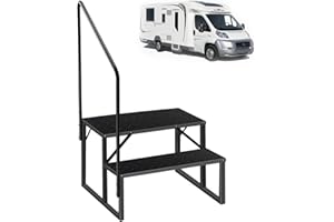 FRUYYZL RV Steps with Handrail｜2 Step RV Stairs with Handrail｜Update 3.0 Outdoor RV Ladders with Anti-Slip Pedals｜Mobile Home Stairs for Travel Trailers｜Heavy Duty Camper Steps for Camper, Porch, Spa