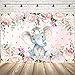 Mocsicka Elephant Baby Shower Backdrop 7x5ft Cute Girl Elephant Pink Floral Photo Booth Backdrops Elephant Birthday for Girl Photography Background