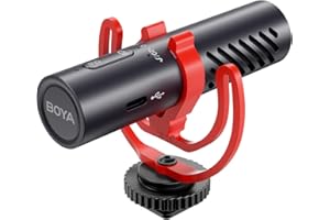 BOYA BY-MM1 AI On-Camera Shotgun Microphone for iPhone15/16/17, Android,DSLR Cameras Camcorders–Noise Reduction,EQ Presets,30