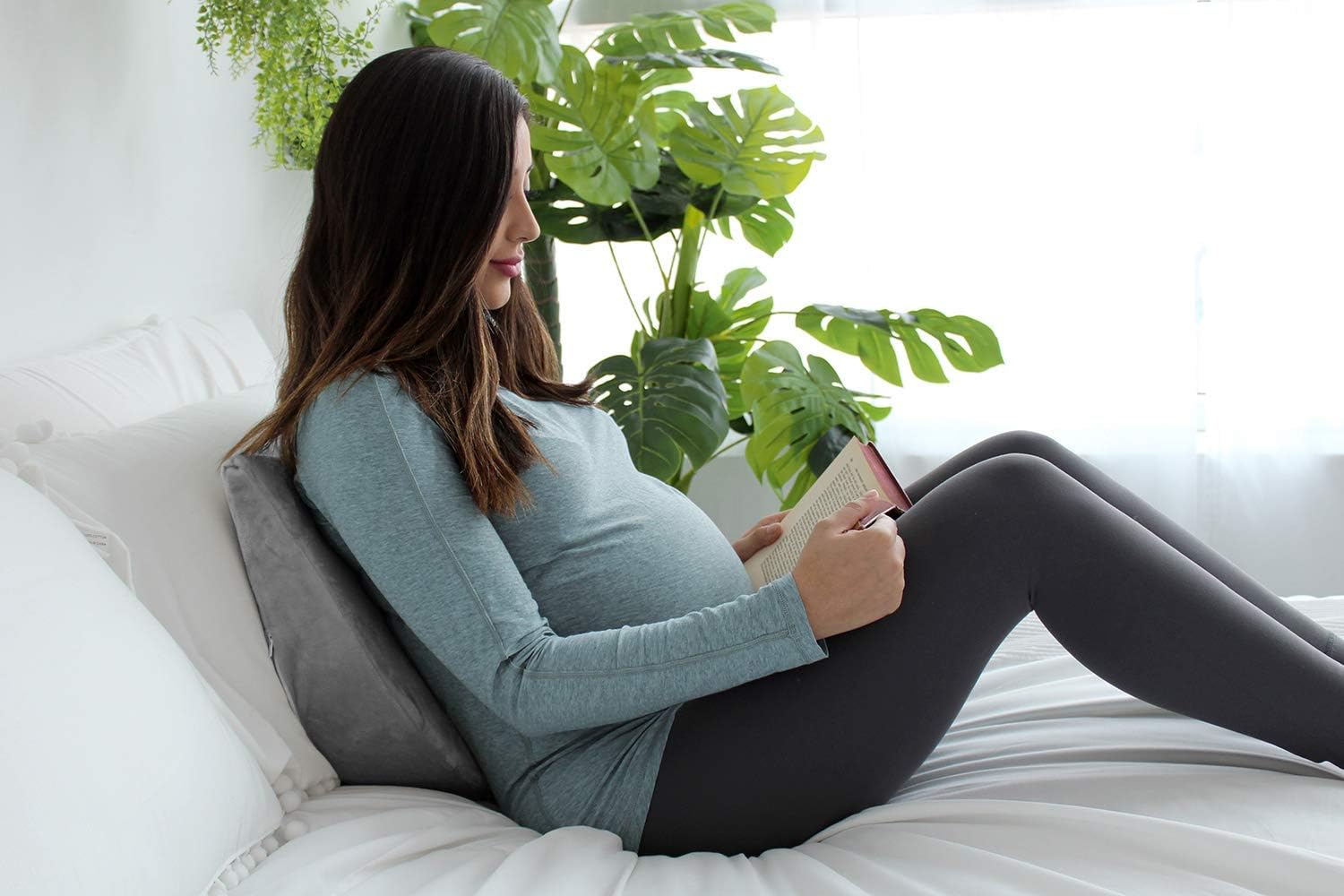 EKLO MommyWedge Pregnancy Wedge Pillow - Memory Foam Maternity Support for Back, Belly, Knees - Includes Soft Velvet Cover: Home & Kitchen
