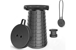 WESAPPINC Upgraded Collapsible Stool, Lightweight & Sturdy,Max 400lbs Portable Retractable Telescoping Stool Foldable Camping Stool for Adults Outdoor Hiking Garden BBQ Fishing (Black)