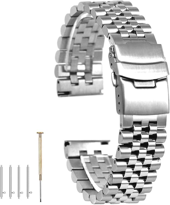 Kai Tian Five Beads Taper Watch Band Strap Stainless Steel Engineer