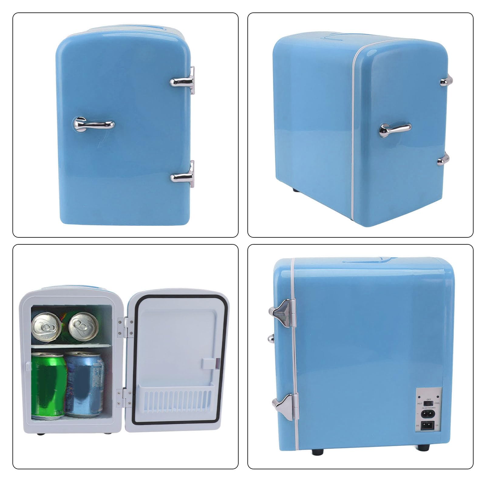 Luqeeg Mini Beauty Fridge, 4L Portable Refrigerator, Cooler Warmer Refrigerator Desktop Accessory for Home Office Dorm Travel for Skin Care Beverage Medications, DC 12V Car Plug