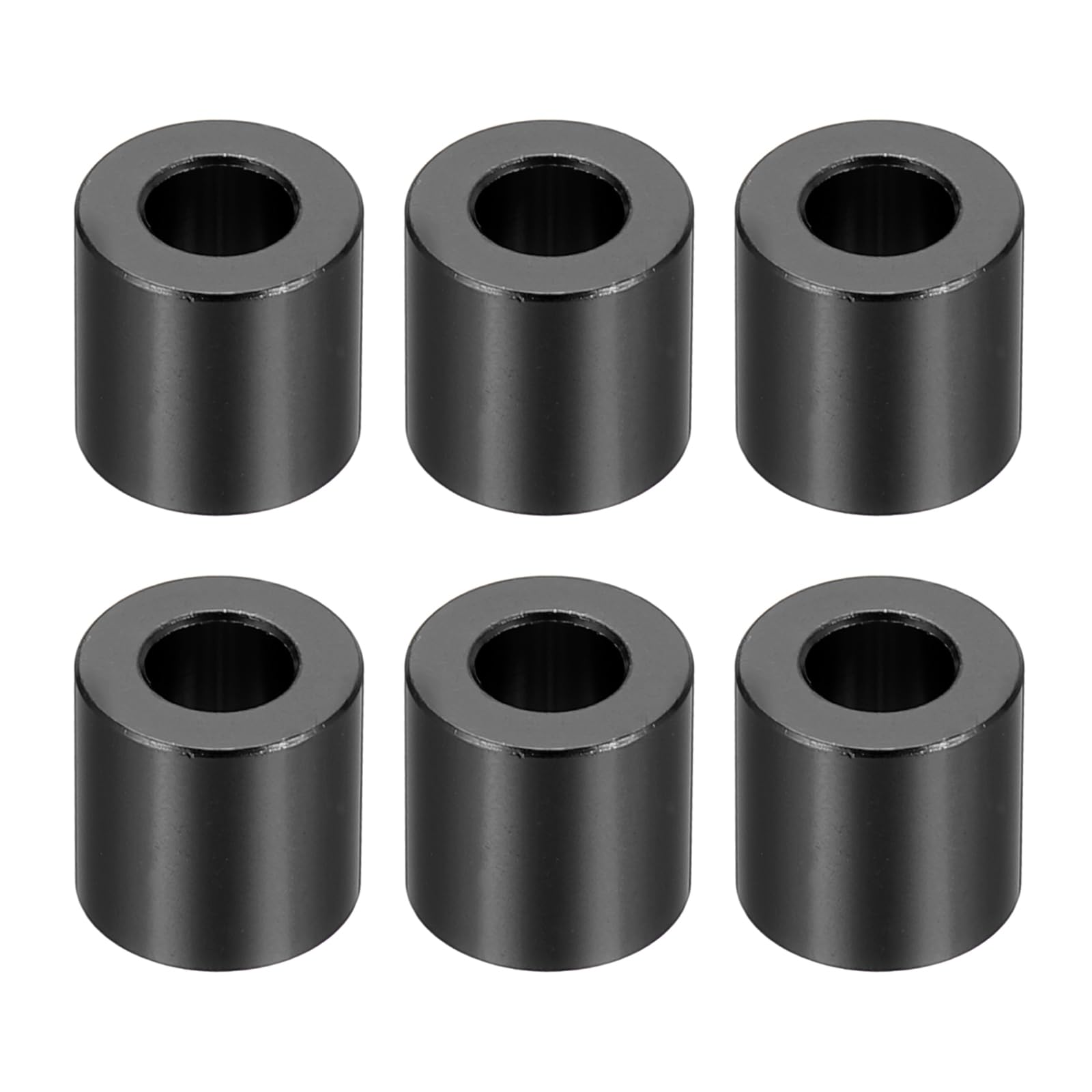 PATIKIL M6 Aluminum Spacers, 6 Pcs Metal Spacers Aluminum 6.2mm ID x 12mm OD x 12mm L Aluminum Spacer Screw Standoff Round for 1/4" or M6 Screw Bolts,Black