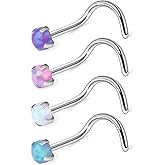 Ruifan 18G 316L Surgical Steel 1.5mm 2mm 2.5mm 3mm Opal Nose Screw Rings Studs Ring Body Piercing Jewelry 4-30PCS