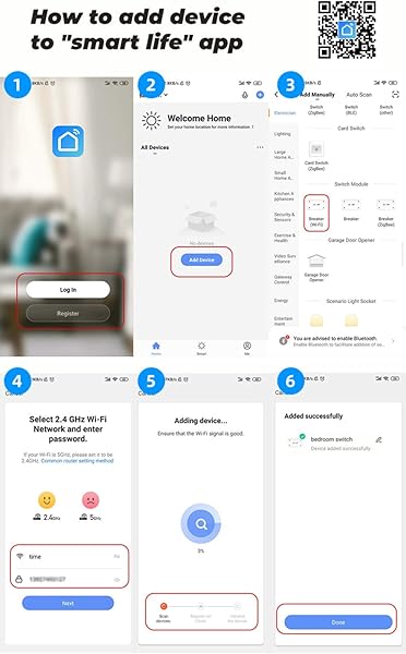 BAHER 10A Mini WiFi Smart Switch Tuya Remote WiFi Switch Mdulo para Domtica Inteligente Funcin de Temporizador Control de Voz Funciona con Alexa Google Home