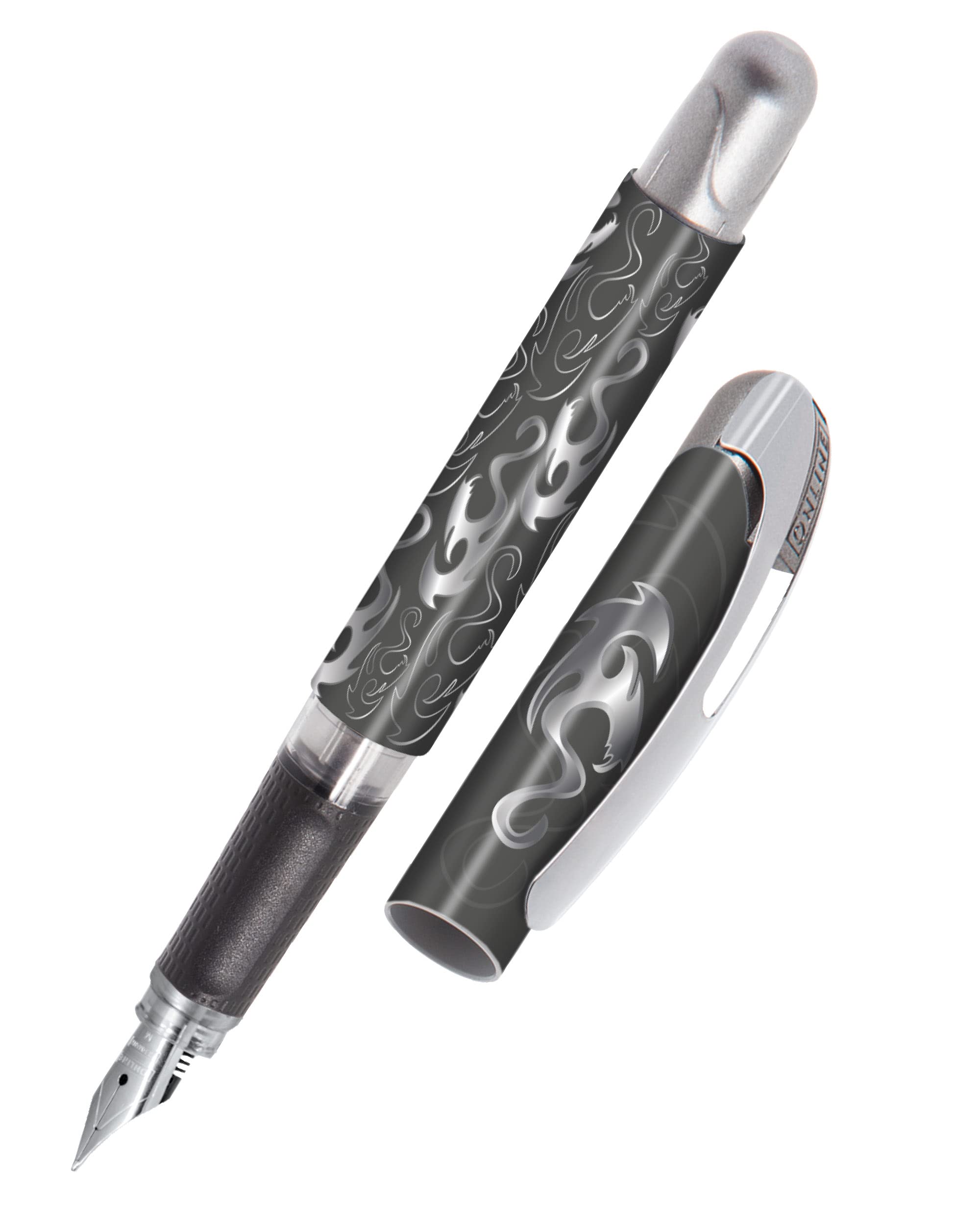 ONLINE College ink pen Phoenix ergonomic fountain pen for school / college solid medium nib, soft grip part for standard ink cartridges refillable │ideal for beginners, pupils & students — image 1
