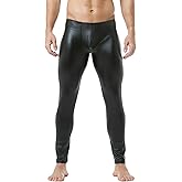 DTODWW Men's Faux Leather Activewear Leggings Slim Fit Tight Pants Long PU Pants for Men Clubwear