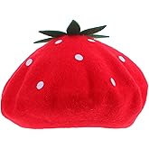 PACKOVE Strawberry Beret Hat for Women French Style Decorative Strawberry Cap Cute Cosplay Party Accessory Lightweight 10.82X10.82 Inch