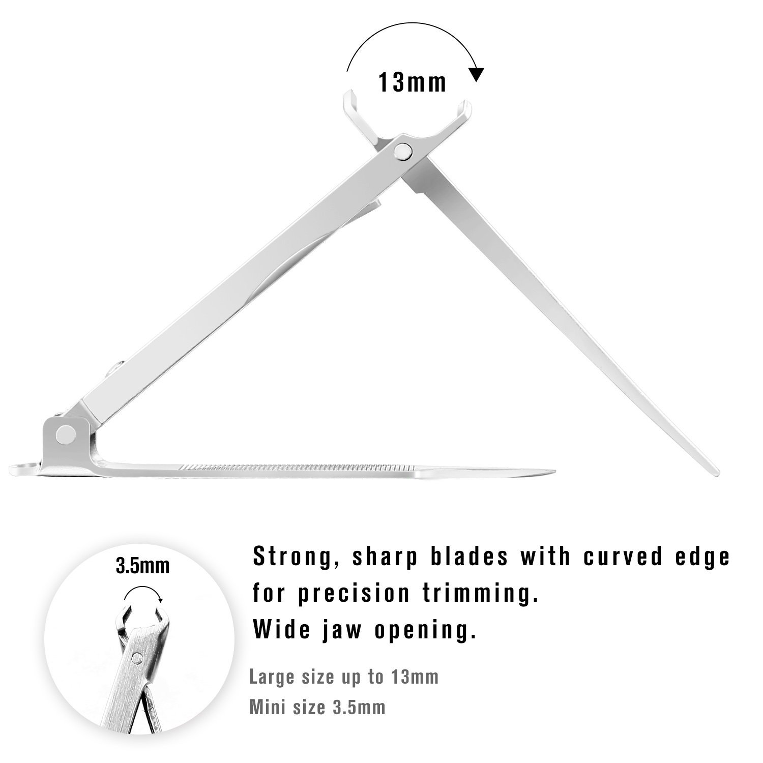 Nail Clippers, Fingernail and Toenail Clipper Set 2PCS Professional Stainless Sharp Flat Nail Cutter with Nail File Wide Jaw Opening and Sturdy Build (2 Pcs)