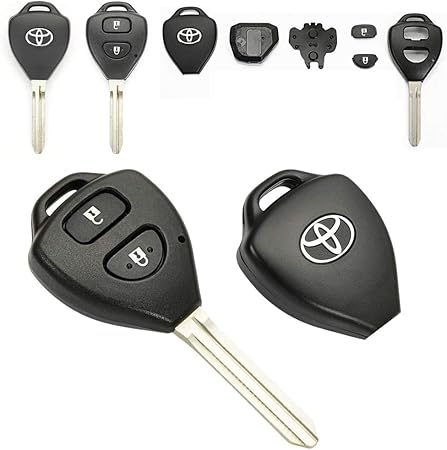 Amazon 10系 アルファード 0系 ハイエース トヨタ車 タイプ6 2p 2個ボタン トヨタ 純正 トヨタマーク キーカバー付 ブランクキー セット 合鍵 標準外側溝キー 無加工 ブラガ キーケース キーホルダー 車 バイク