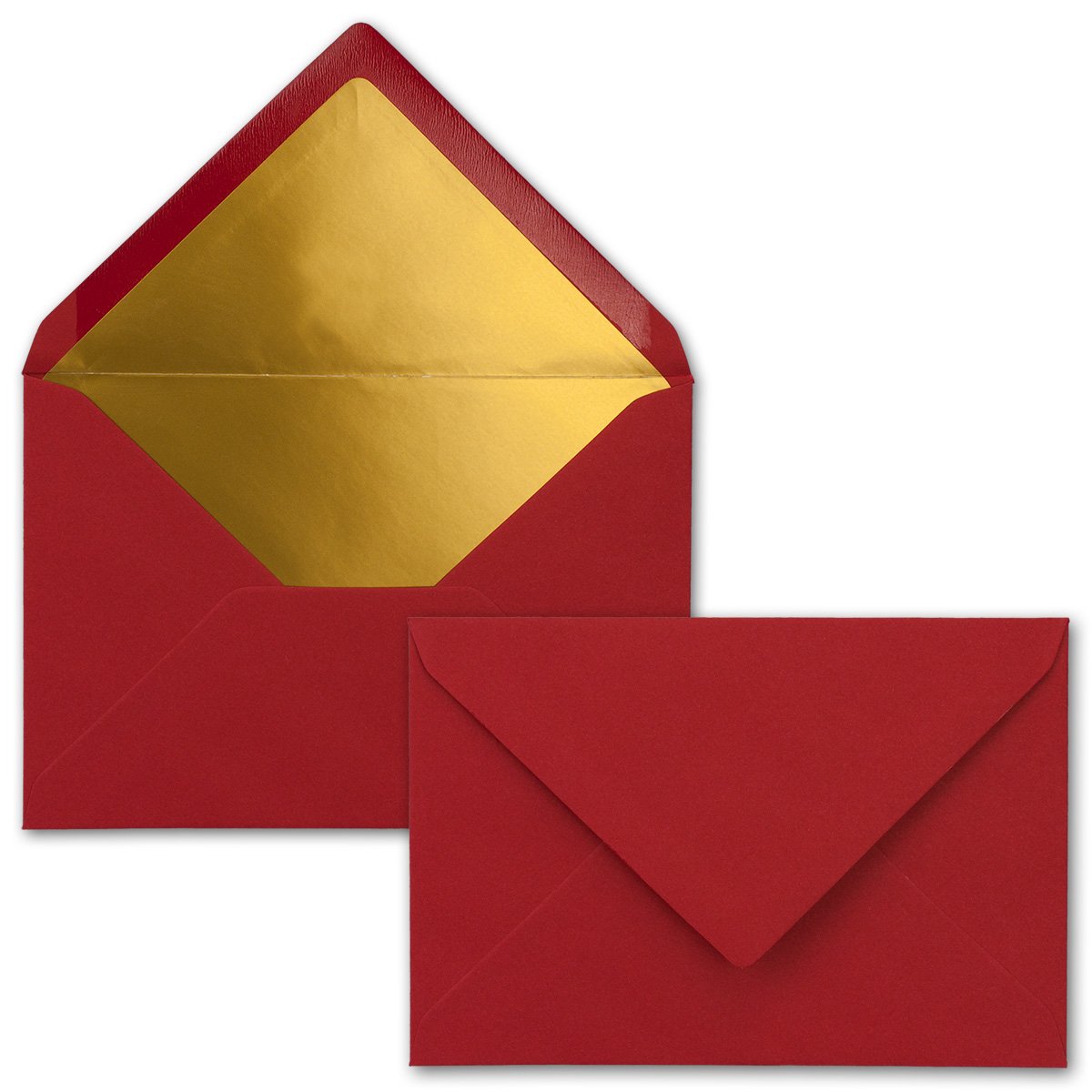 DIN C6 coloured envelopes with metallic lining DIN C6 / 25 Stück rot / Goldfutter