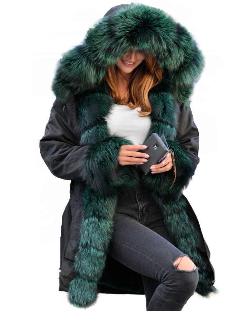 Photo 1 of Aoxwomens Winter Jackets for Women Warm Thicken Down Coat Fall Spring Hooded Long Parka (Small,Green 201709)