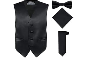 S.H. Churchill & Co. Boy's 4 Piece Vest Set, with Bow Tie, Neck Tie & Pocket Hankie