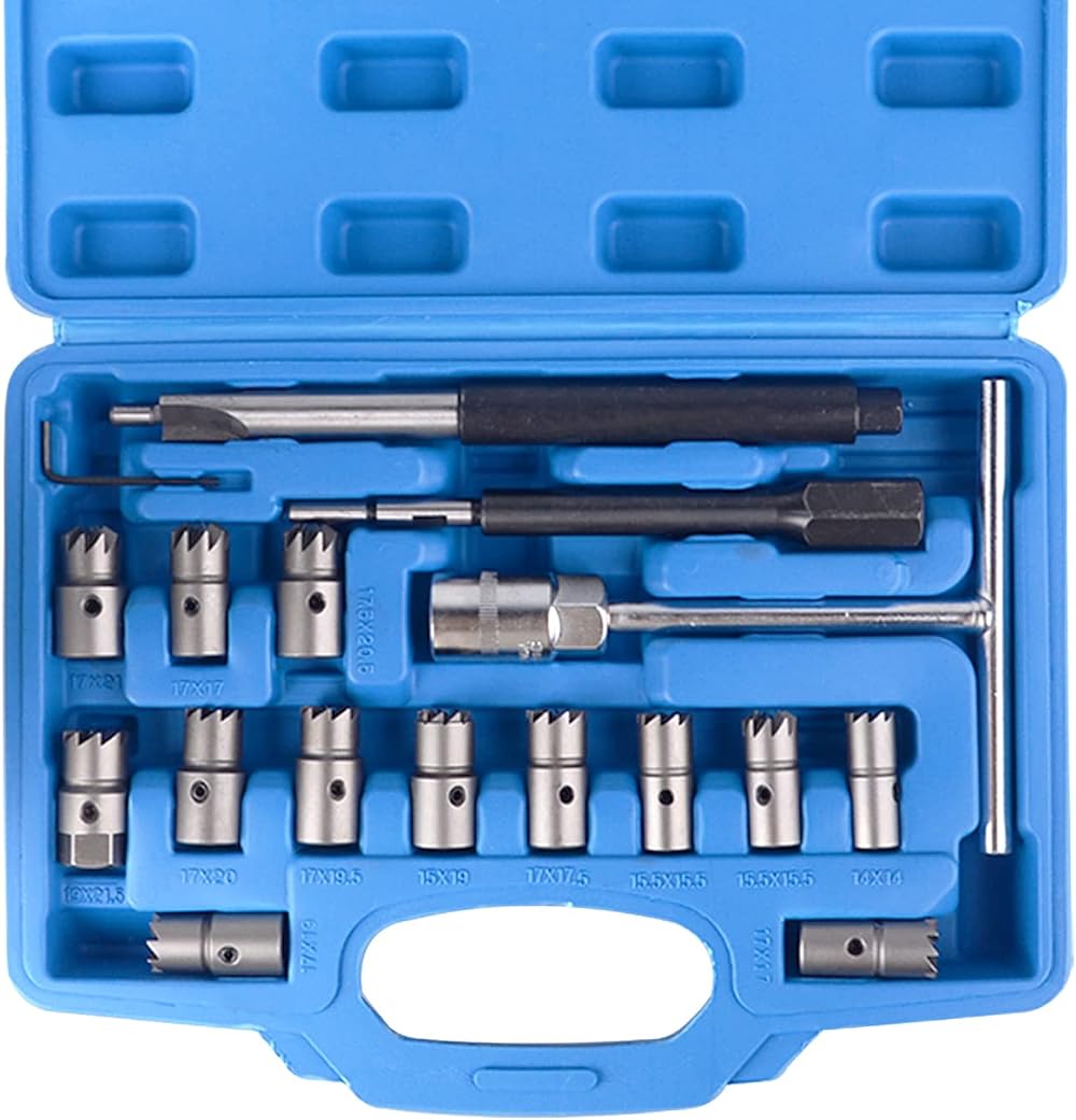 DAYUAN 17PC Professional Diesel Injector Seat Cutter Cleaner Tool Set