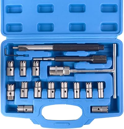 DAYUAN 17PC Professional Diesel Injector Seat Cutter Cleaner Tool Set