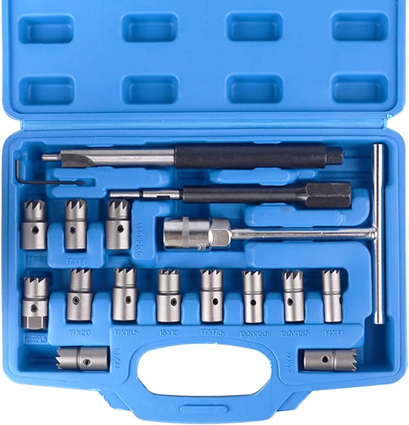 DAYUAN 17PC Professional Diesel Injector Seat Cutter Cleaner Tool Set