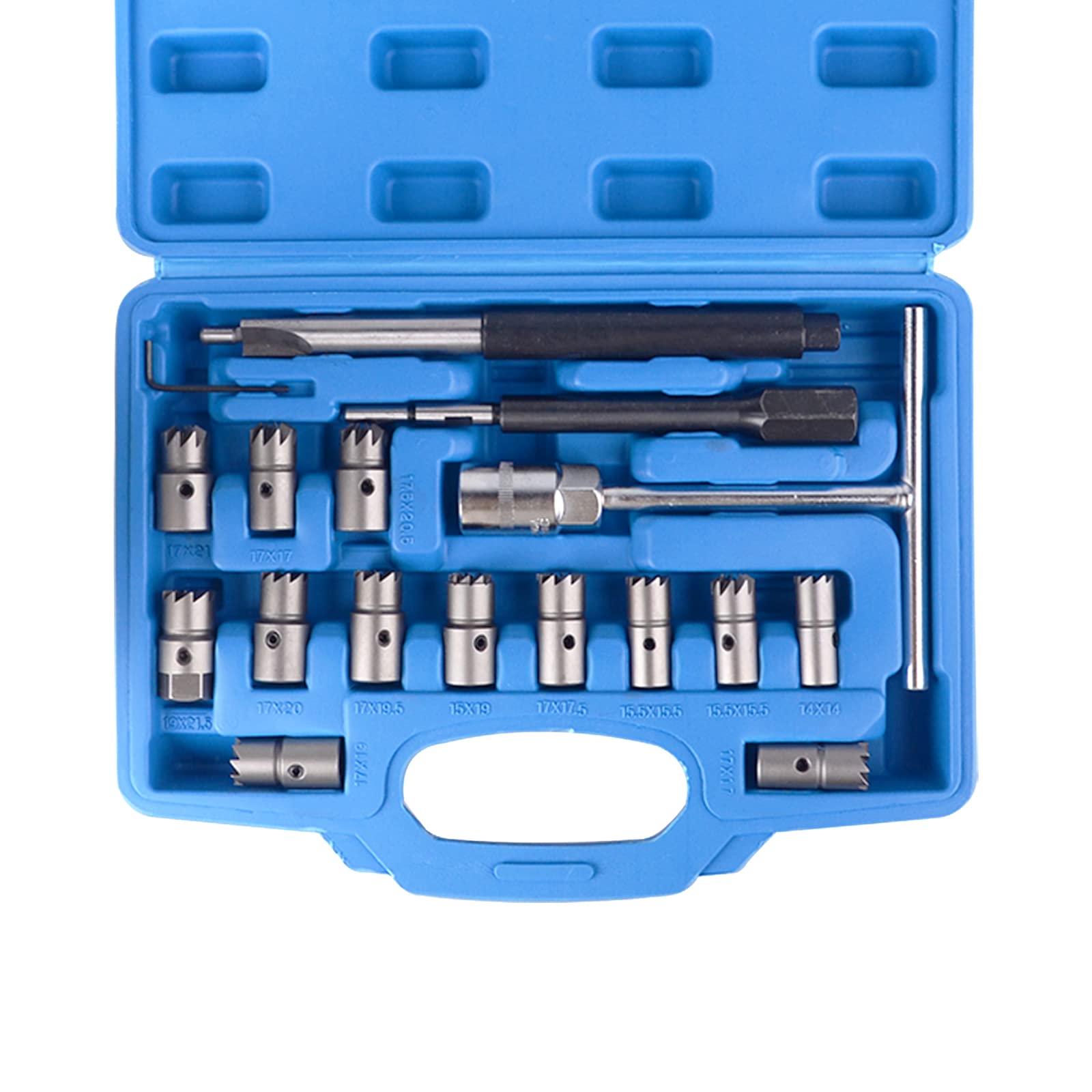 DAYUAN 17PC Professional Diesel Injector Seat Cutter Cleaner Tool Set Carbon Remover