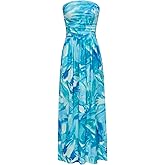 GRACE KARIN Women Strapless Dress Casual Loose Ruched Long Maxi Dress with Pockets