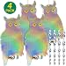 HOMESCAPE CREATIONS Owl Decoy Bird Repellent Control Scare Device - Holographic Reflective Woodpecker Deterrent with 4 Spiral Rods & 4 Bonus Suction Cups / 4 Pack Combo primary