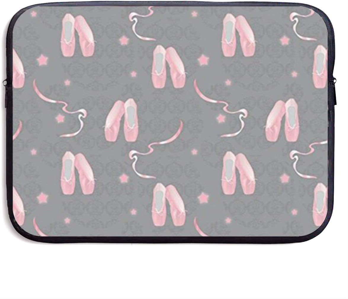 Ballet Pointes Shoes (Pink) 13-15 Inch Laptop Sleeve Bag Portable Dual Zipper Case Cover Pouch Holder Pocket Tablet Bag,Water Resistant,Black