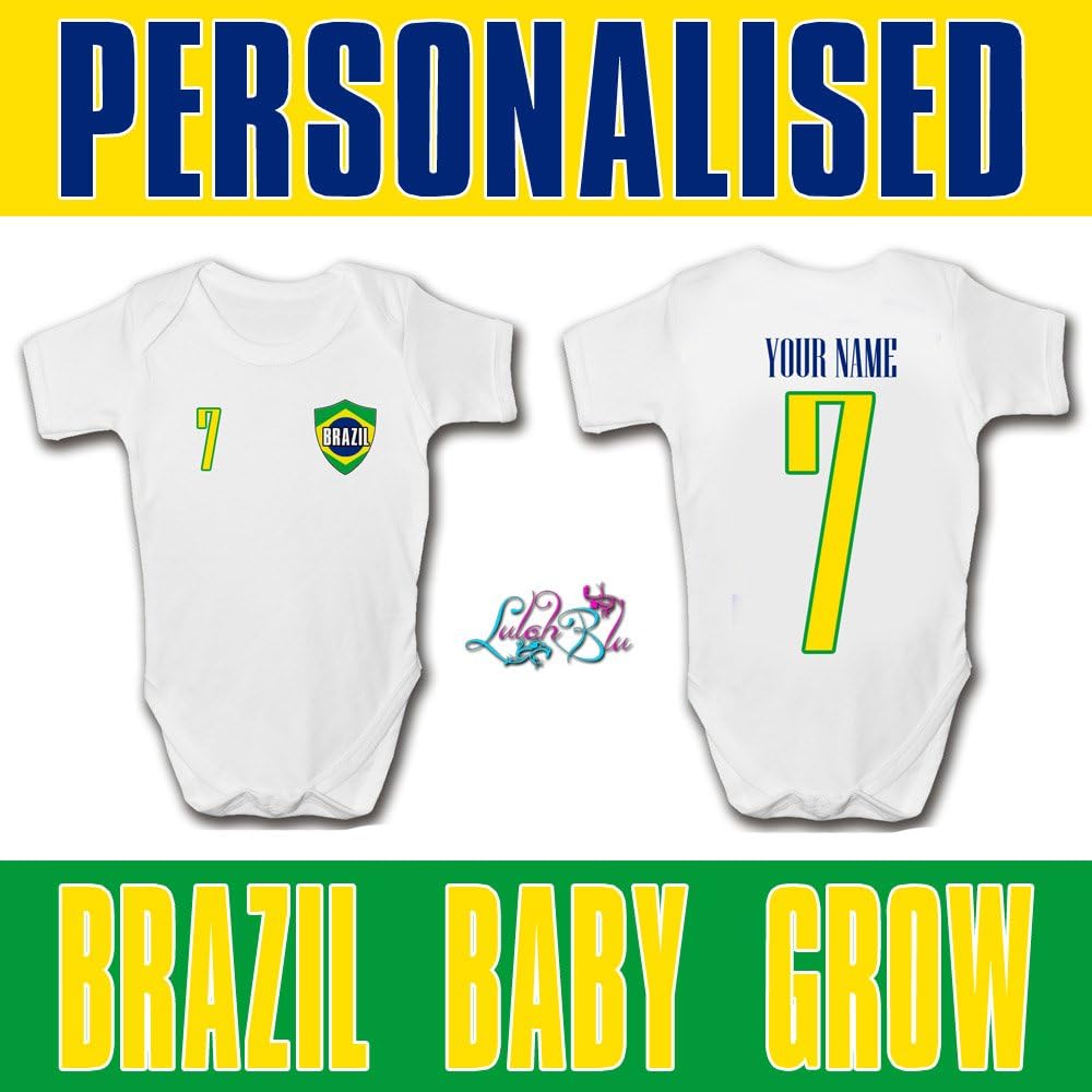Personalised Brazil Baby Grow | Brazil | Football | World Cup 2018 (18-24)