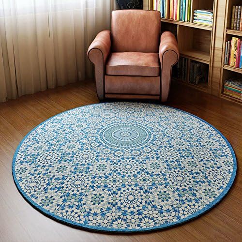 Round carpet, Area rug european,Runner area rug,Sofa side rug,Children mat Easy to clean For home Living room Bedroom Floor Kitchen Machine washable-blue 90x90cm(35x35inch)