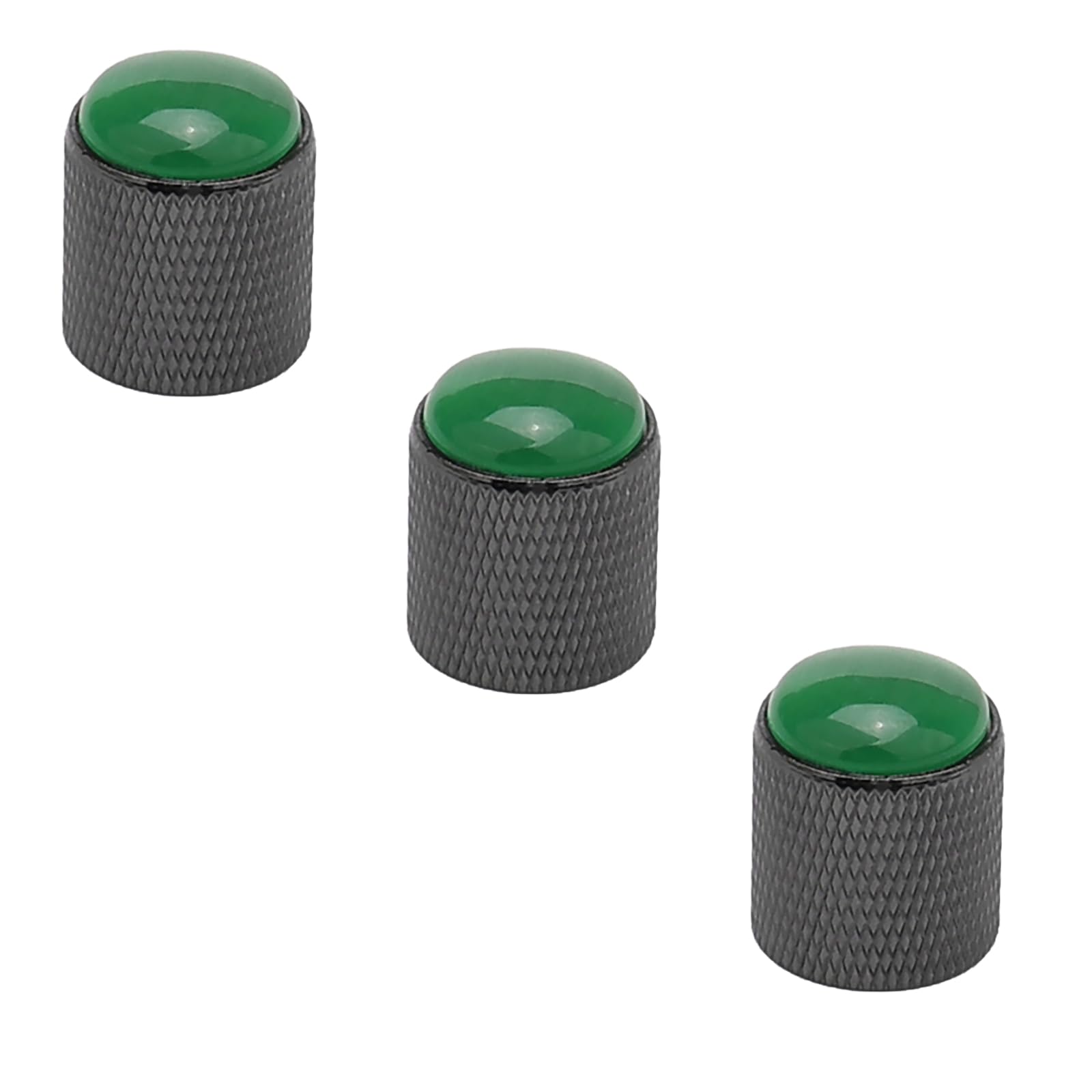 Pxyelec Black+ Green Glass Top Alloy Volume Tone Control Knob for Electric Guitar Pack of 3