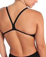 ARENA Solid Challenge Team One Piece Women's Swimsuit, Black-White view 4