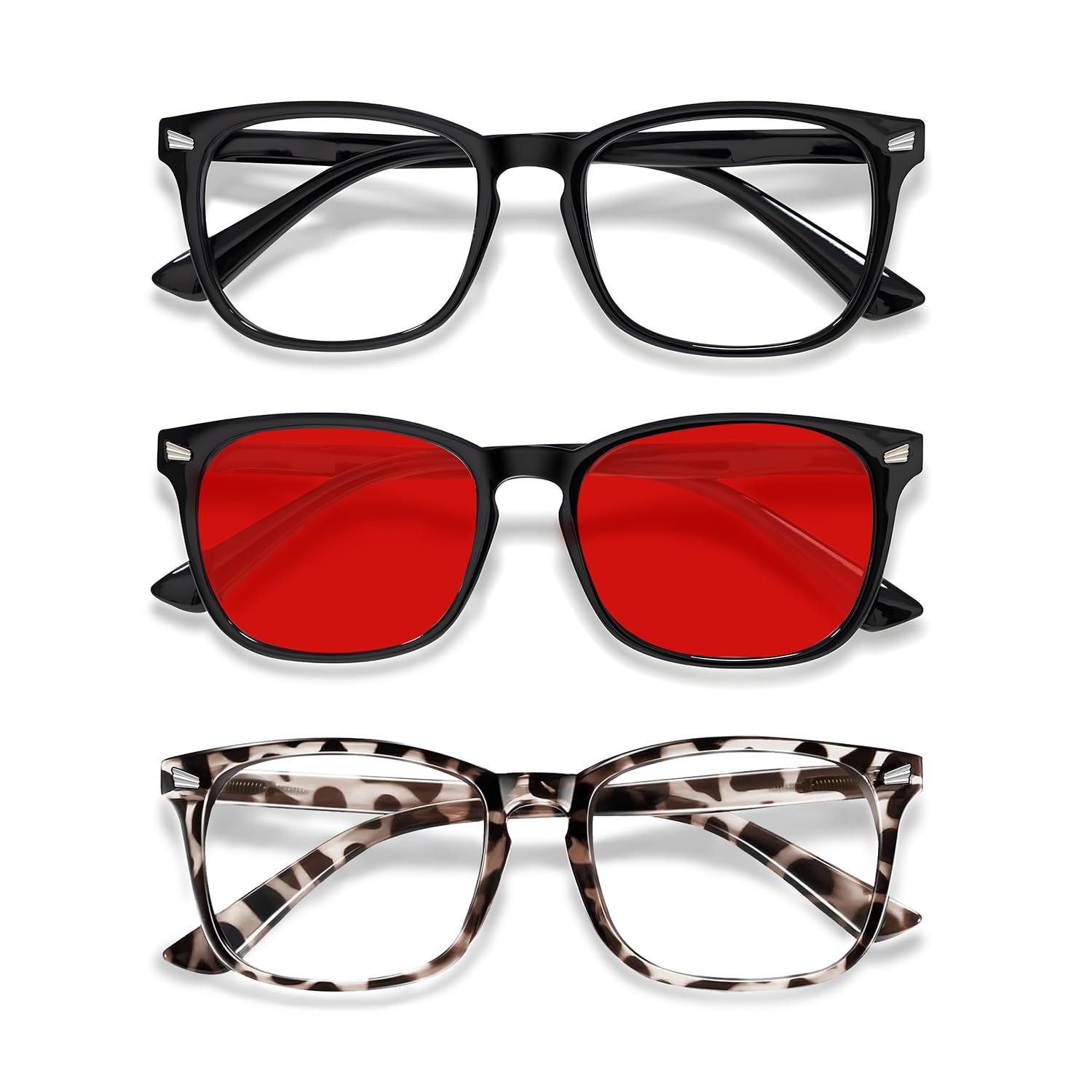 CHEERS DEVICES Blue Light Glasses for Kids Boys Girls Teens - 3 Pack Computer Glasses with Unbreakable Frame and Anti-Glare - blue light glasses for teen girls (Age 11-18) Image