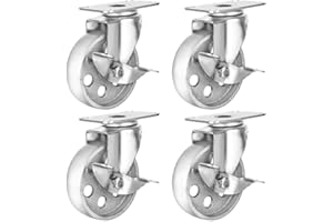ONLINE BEST SERVICE 4 All Steel Swivel Plate Caster Wheels w Brake Lock Heavy Duty High-gauge Steel Gray (4" METAL SWIVEL CASTER W/ LOCK GRAY)