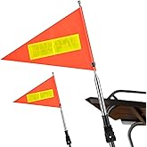 2 Pack Reflective Safety Flag - 22X30cm Orange, Telescopic Pole, Mount for Golf Carts & Wheelchairs
