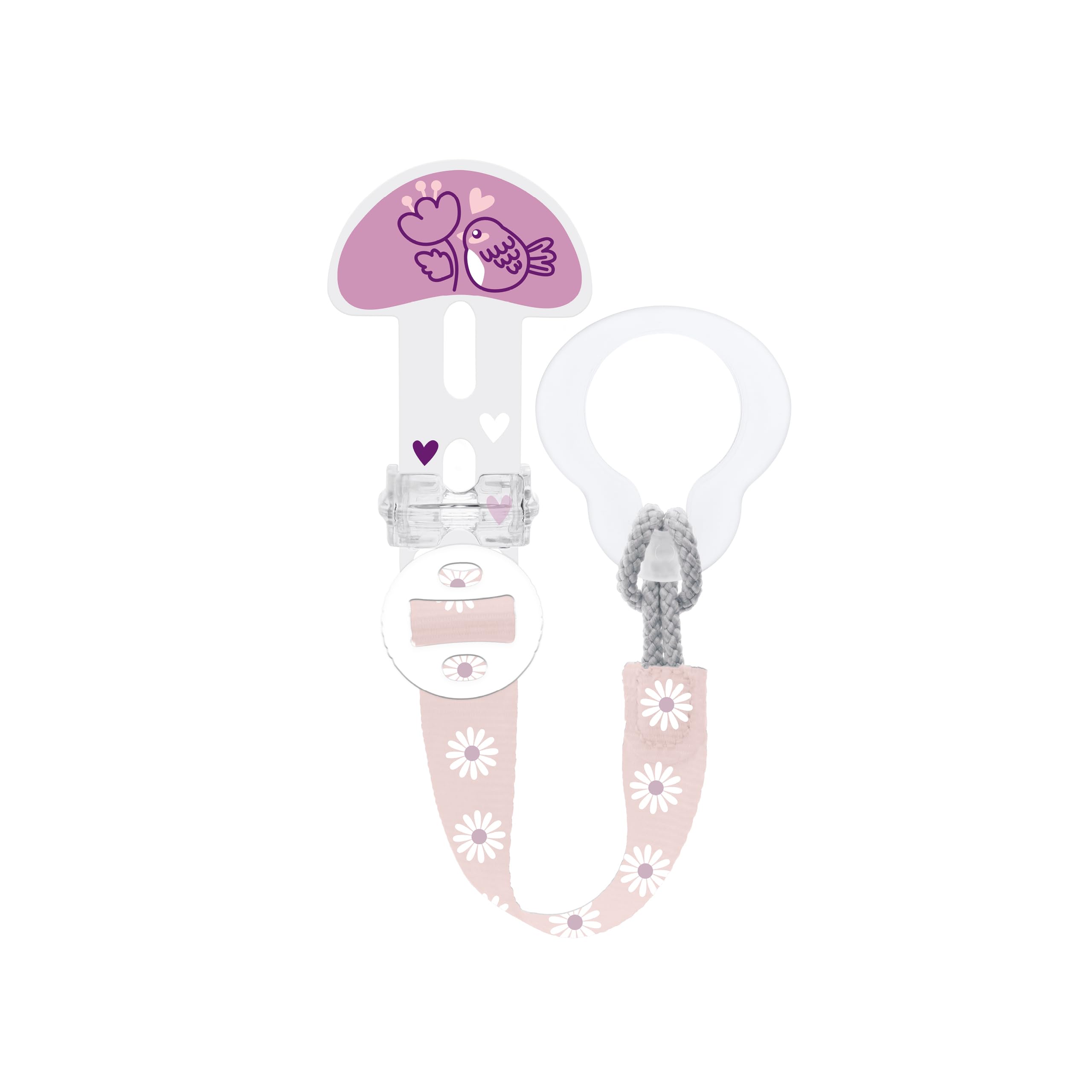 MAM Clip It Dummy Clip | Baby Soother Clips Fit All MAM Soothers | Adjustable Length and Lightweight Design | Baby Accessories | Spotted Strap (Various Designs) | Dummies Not Included