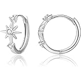DAILY VIBES Small Star Gold Huggie Earrings for Women 925 Sterling Silver Post Dainty 14K Gold Plated Mini Cubic Zirconia Cartilage Hoop Earrings for Women
