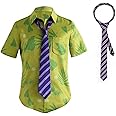 DAZCOS US Size Green Printed T-Shirt Tie for Mens Hawaiian Floral Shirts Cosplay St. Patrick's Day